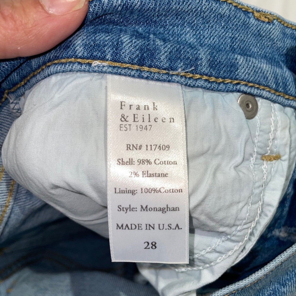 Frank & Eileen Monaghan Wide Leg Jeans Blue Button Fly Raw Hem Size 28 - Picture 4 of 13